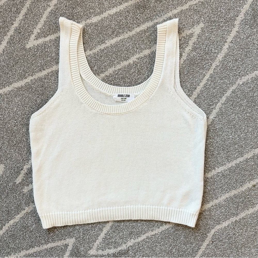 Double Zero Cream Cropped Knit Sweater Vest